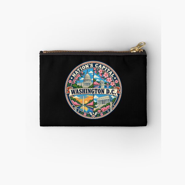 Item preview, Washington DC Capital Landmarks and Cherry Blossoms Badge designed and sold by DreamLayerStudio.