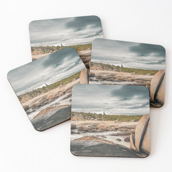 Item preview, Granite Boulders and Rugged Coastline and Overcast Sky. designed and sold by Faith Based Decor .