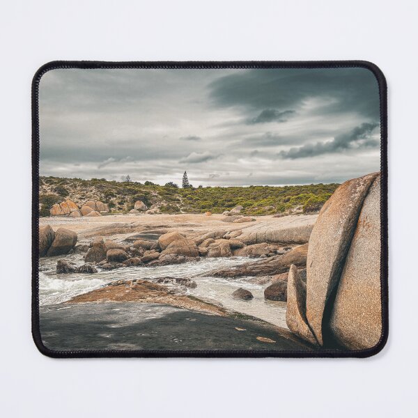 Item preview, Granite Boulders and Rugged Coastline and Overcast Sky. designed and sold by Faith Based Decor .
