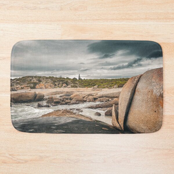 Item preview, Granite Boulders and Rugged Coastline and Overcast Sky. designed and sold by Faith Based Decor .