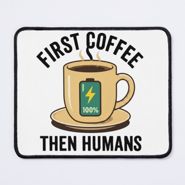 Item preview, First Coffee Then Humans - Funny Coffee Lover Battery Charger designed and sold by Salma.Store.