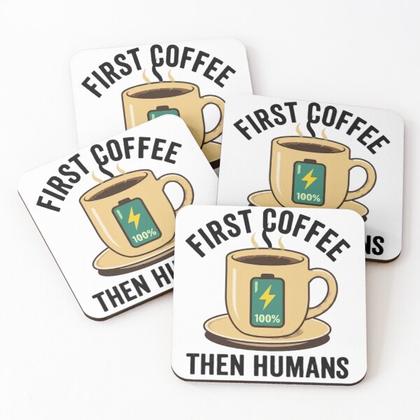 Item preview, First Coffee Then Humans - Funny Coffee Lover Battery Charger designed and sold by Salma.Store.