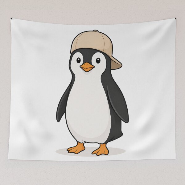 Artikelvorschau, Pepe the Penguin – Cute Penguin with Beige Cap entworfen und verkauft von LittleGinnyArt.