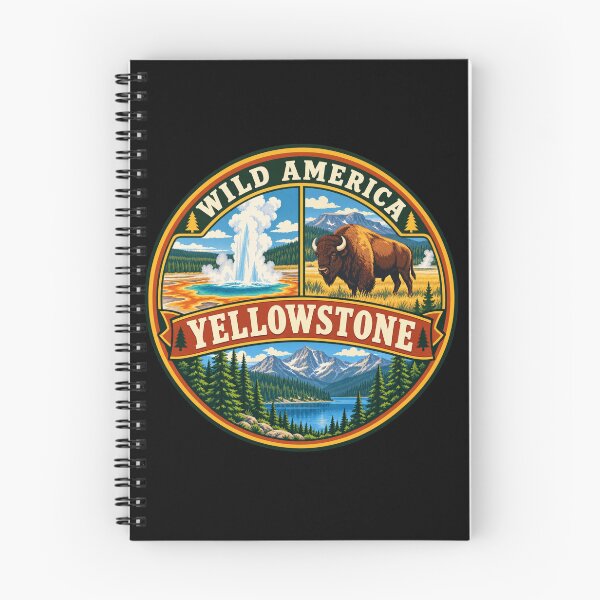 Item preview, Yellowstone National Park Bison Geyser Wilderness Retro Badge designed and sold by DreamLayerStudio.