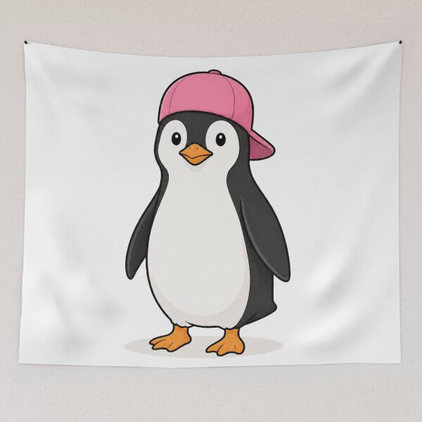 Artikelvorschau, Pepe the Penguin – Cute Penguin with Pink Cap entworfen und verkauft von LittleGinnyArt.