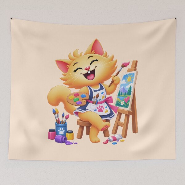Item preview, Cute Cat Painter designed and sold by Karamram Studio.
