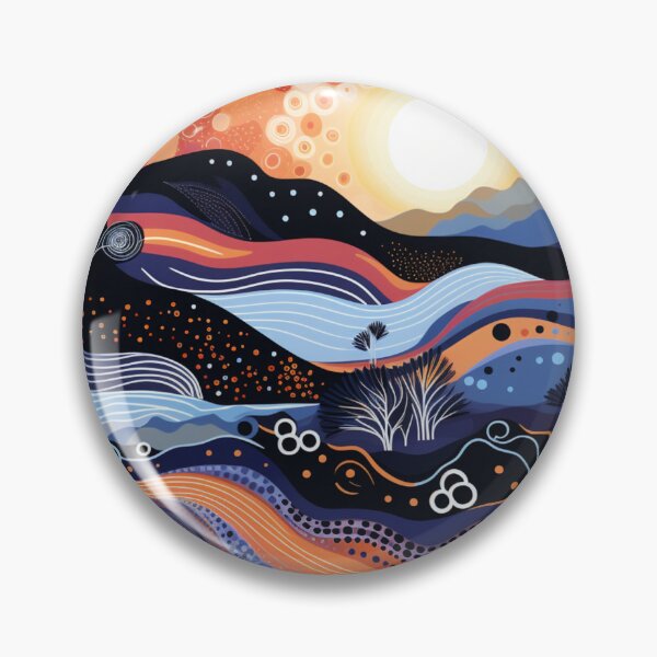 Item preview, Aboriginal Dot Art Sunset Landscape Vibrant Australian Pattern designed and sold by GrinGalore.