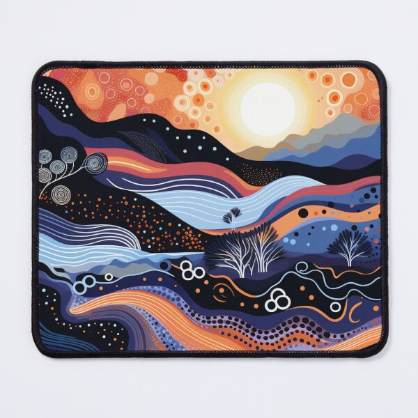 Item preview, Aboriginal Dot Art Sunset Landscape Vibrant Australian Pattern designed and sold by GrinGalore.