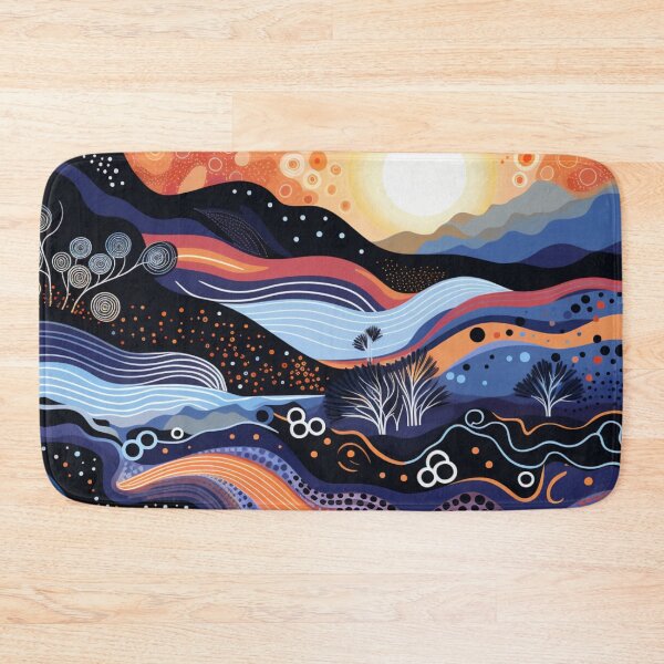 Item preview, Aboriginal Dot Art Sunset Landscape Vibrant Australian Pattern designed and sold by GrinGalore.