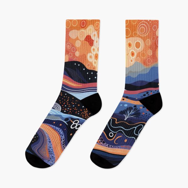 Item preview, Aboriginal Dot Art Sunset Landscape Vibrant Australian Pattern designed and sold by GrinGalore.