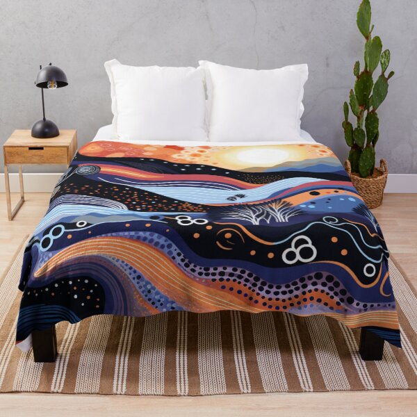 Item preview, Aboriginal Dot Art Sunset Landscape Vibrant Australian Pattern designed and sold by GrinGalore.