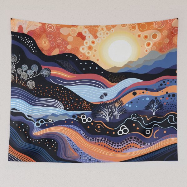 Item preview, Aboriginal Dot Art Sunset Landscape Vibrant Australian Pattern designed and sold by GrinGalore.