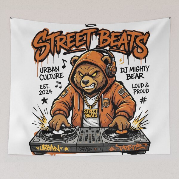 Item preview, Hip Hop DJ Bear Shirt – Urban Streetwear Turntable Music Design designed and sold by StickerNestYou.