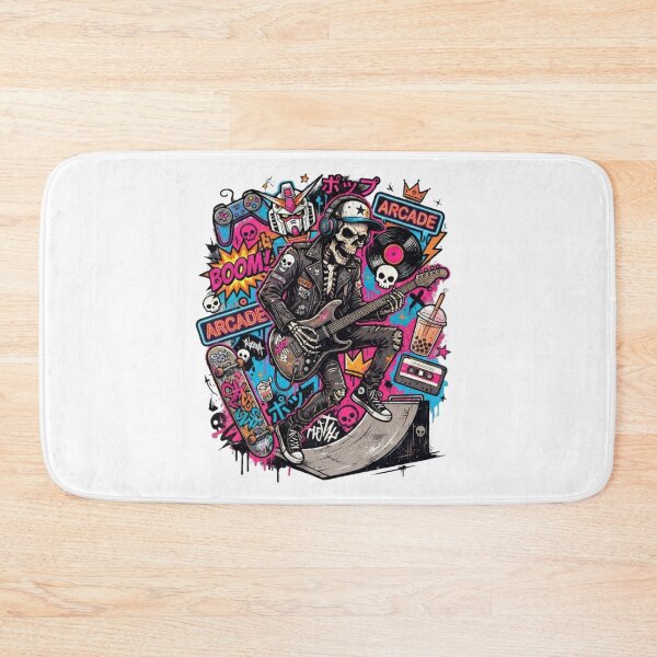 Item preview, Neon Arcade Rocker Skeleton Streetwear Graphic Art designed and sold by KTD28_SHOP.