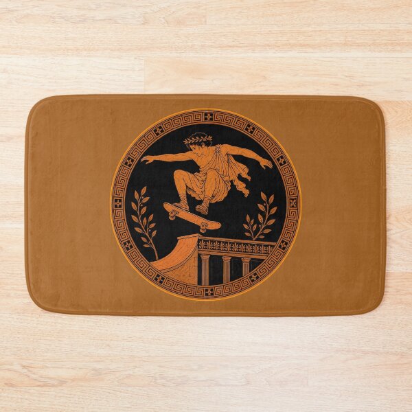 Item preview, Ancient Greek Red-Figure Skater on Skateboard Above Classical Temple Round Vase Motif designed and sold by portokalis.