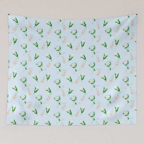 Item preview, White Tulip Bouquet and Gift Tag Pattern on Light Blue designed and sold by Pe.peach.