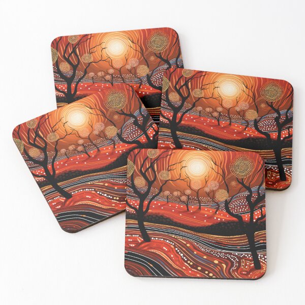 Item preview, Aboriginal Dot Art Tree Sunset Australian Outback Landscape designed and sold by GrinGalore.