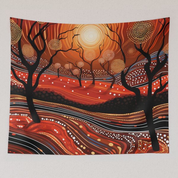 Item preview, Aboriginal Dot Art Tree Sunset Australian Outback Landscape designed and sold by GrinGalore.