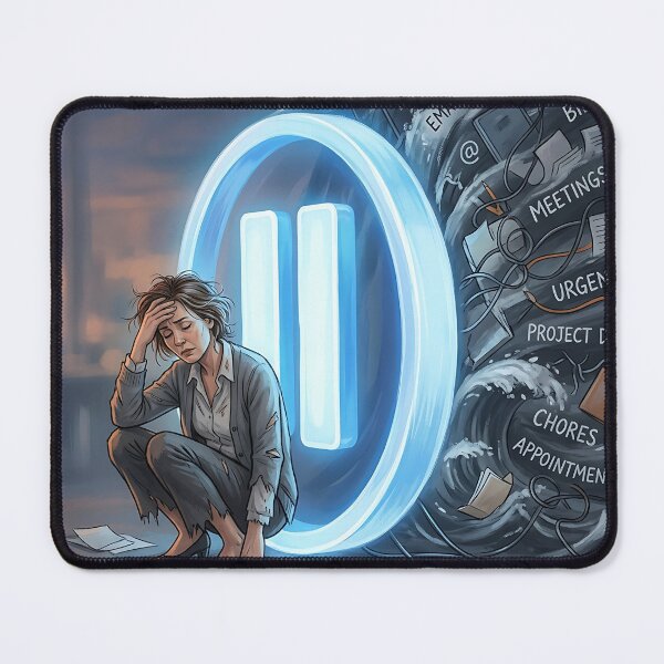 Item preview, Mental Health Pause Button Shield Overwhelm Stress Art designed and sold by Michaelragheb.