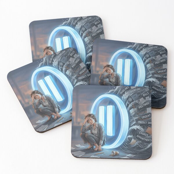 Item preview, Mental Health Pause Button Shield Overwhelm Stress Art designed and sold by Michaelragheb.