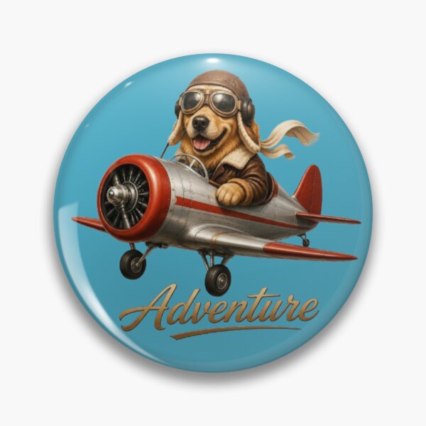Item preview, Vintage Aviator Dog Flying Airplane - "Adventure" Golden Retriever Art designed and sold by Northern Glow Art.