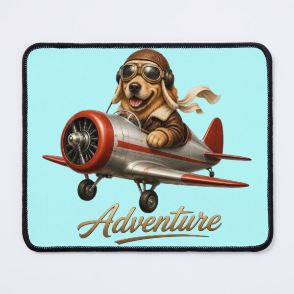 Item preview, Vintage Aviator Dog Flying Airplane - "Adventure" Golden Retriever Art designed and sold by Northern Glow Art.