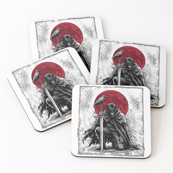Item preview, Dark Fantasy Warrior With Sword and Raven Under Red Moon designed and sold by StickerNestYou.