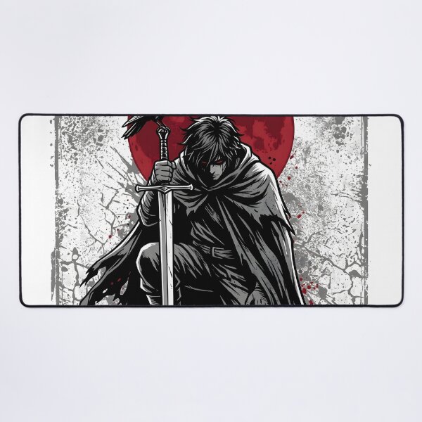 Item preview, Dark Fantasy Warrior With Sword and Raven Under Red Moon designed and sold by StickerNestYou.