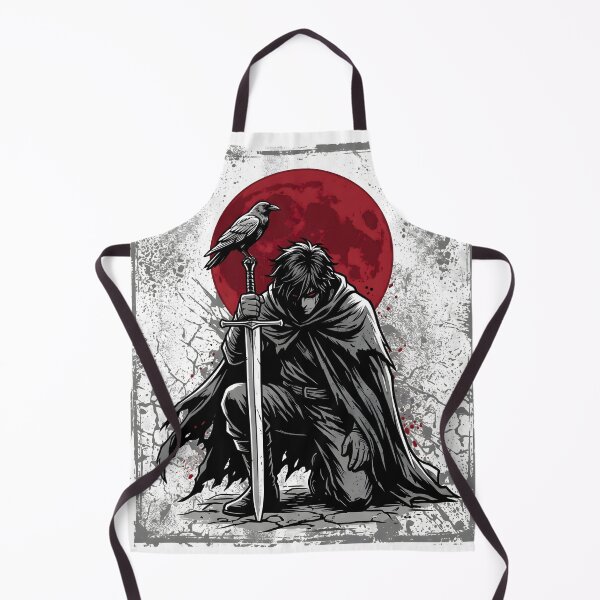 Item preview, Dark Fantasy Warrior With Sword and Raven Under Red Moon designed and sold by StickerNestYou.
