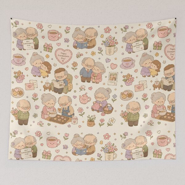 Item preview, A cute whimsical grandparent's day pattern designed and sold by ellinnur.