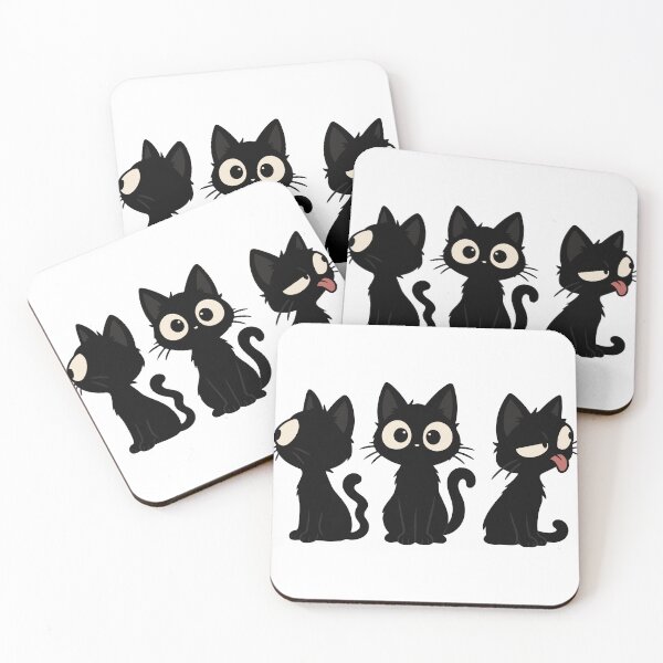 Item preview, Three Funny Black Cats Different Expressions designed and sold by MewMade.