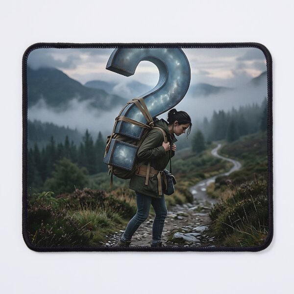 Item preview, Heavy Question Mark Backpack Mountain Fog Existential Art designed and sold by Michaelragheb.