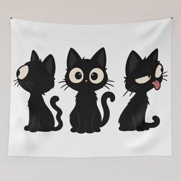Item preview, Three Funny Black Cats Different Expressions designed and sold by MewMade.