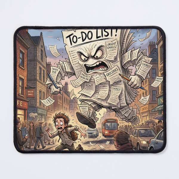 Item preview, Giant To-Do List Monster Chasing Guy Procrastination Humor designed and sold by Michaelragheb.