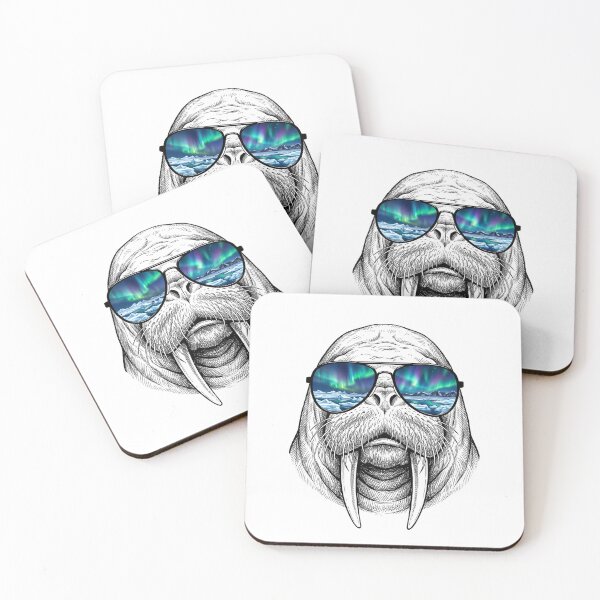 Item preview, Walrus Northern Lights Shades Reflection designed and sold by Bad-Decisions-Designs.