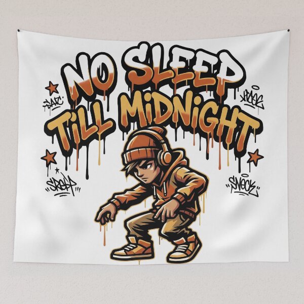 Item preview, No Sleep Till Midnight Funny Night Owl DJ Streetwear Design designed and sold by StickerNestYou.