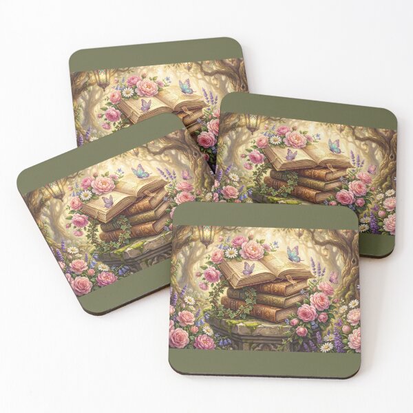 Item preview, Enchanted Garden Library | Fairytale Books with Roses and Butterflies designed and sold by SebastianSpace.