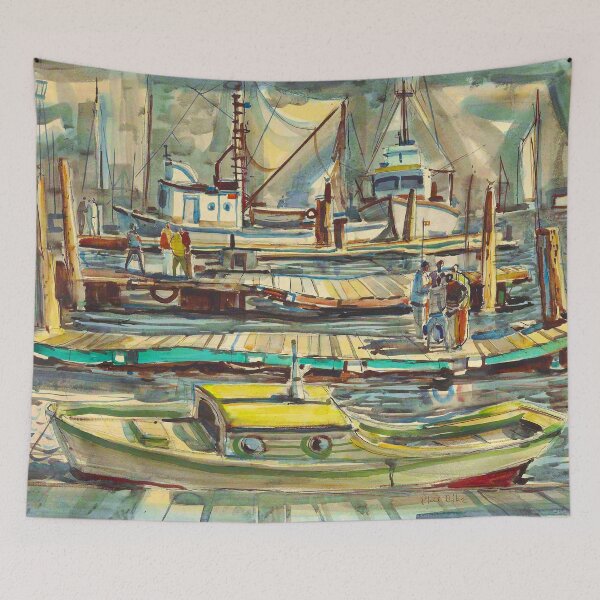 Item preview, Shelter from the storm, ships in harbor nautical maritime seascape painting by Edgar Alwin Payne. designed and sold by Jéanpaul  Ferro.