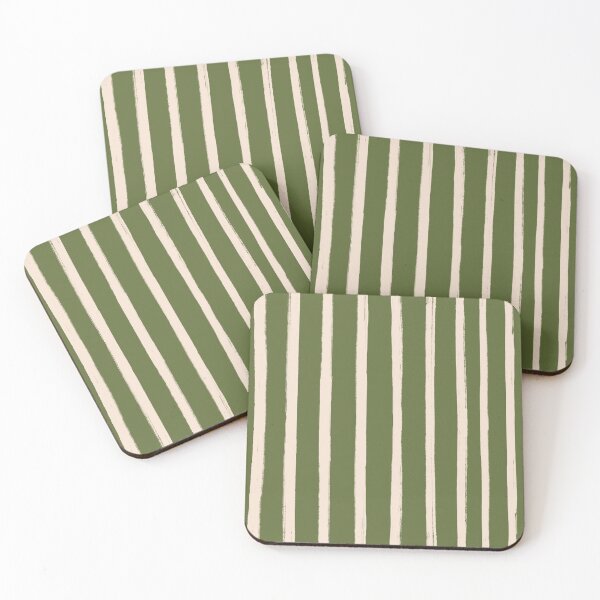 Item preview, Green with Beige Brush Stroke Stripes Pattern designed and sold by OneThreeSix.