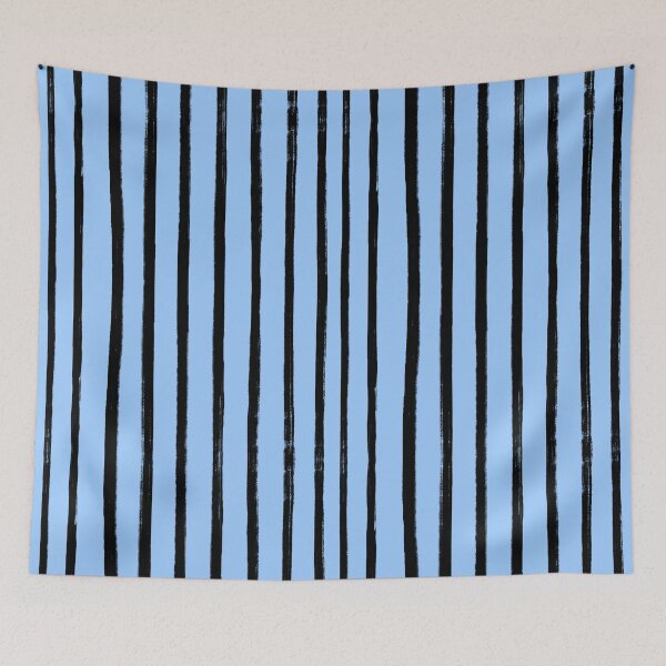 Item preview, Light Blue with Black Brush Stroke Stripes Pattern designed and sold by OneThreeSix.