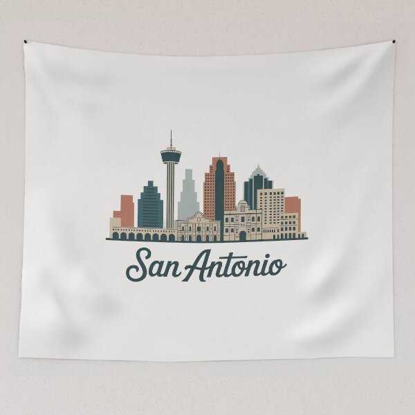 Item preview, San Antonio Skyline Silhouette Design - Retro Gift for Travel Lover designed and sold by MoonSkyArt.