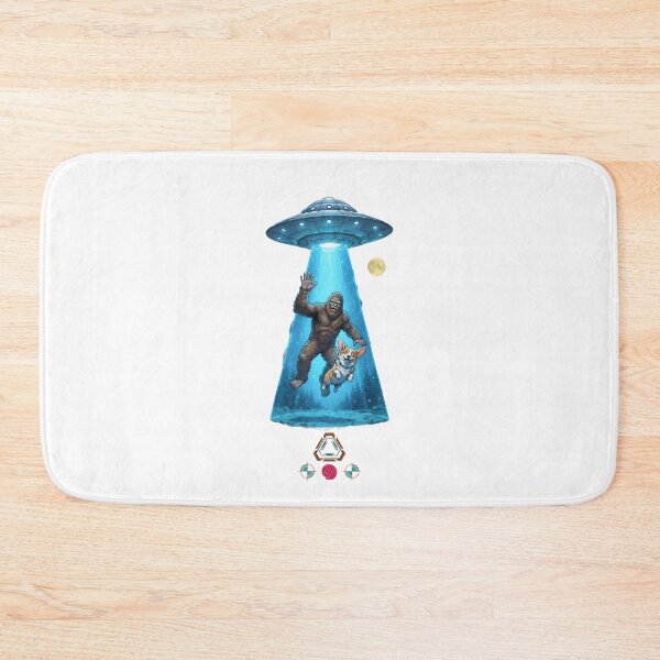 Item preview, Bigfoot and Corgi UFO Abduction - Funny Alien Encounter Illustration designed and sold by Whimsy Trail Co.