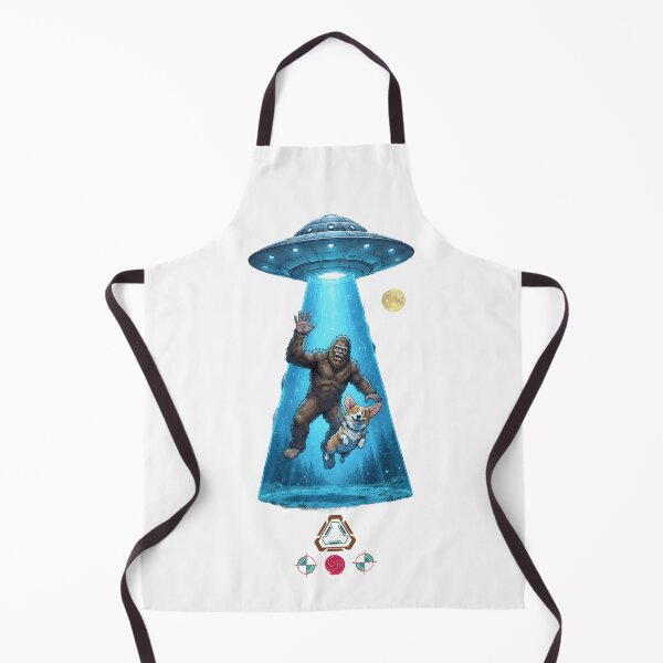 Item preview, Bigfoot and Corgi UFO Abduction - Funny Alien Encounter Illustration designed and sold by Whimsy Trail Co.