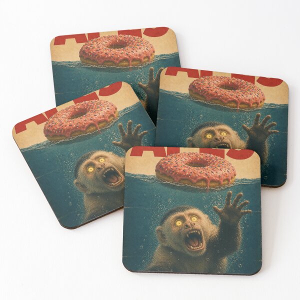 Item preview, APES - Monkey Donut Shark Parody Poster - Funny Ape Food Horror designed and sold by BRTHRCNK01.