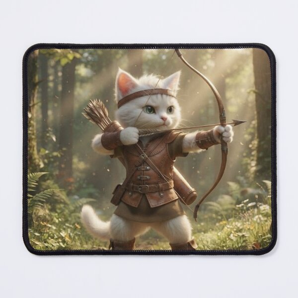 Item preview, Woodland Ranger Kitten — Forest Archer Fantasy Illustration designed and sold by NikmaArt.
