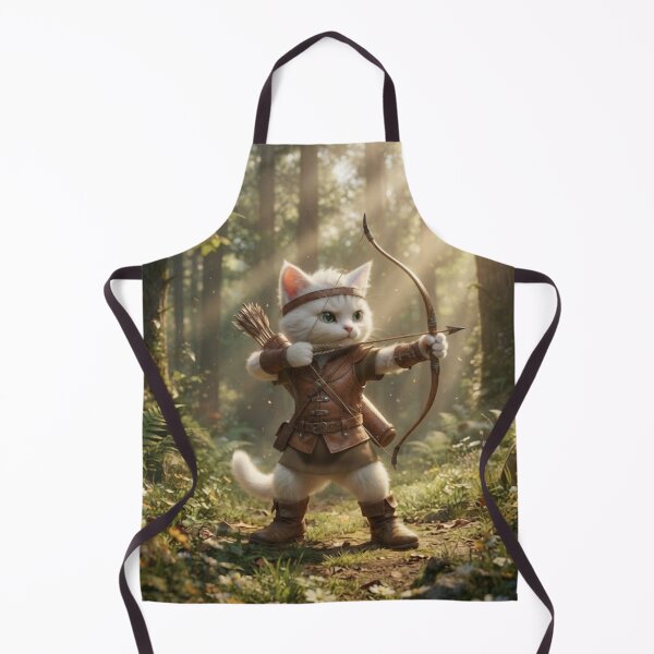 Item preview, Woodland Ranger Kitten — Forest Archer Fantasy Illustration designed and sold by NikmaArt.