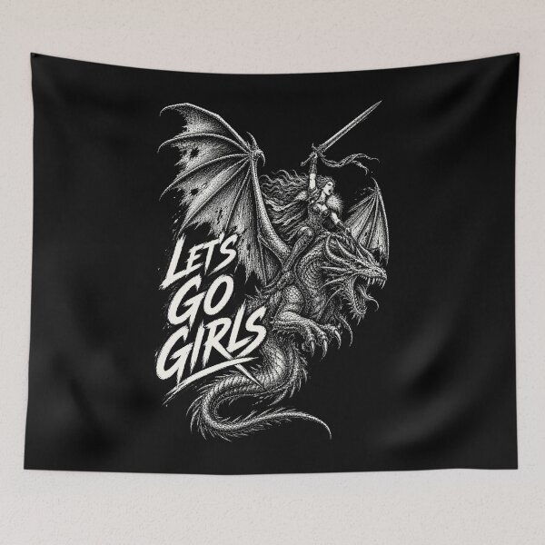 Item preview, Let's Go Girls Fierce Dragon Warrior Dark Fantasy Design designed and sold by will freed18.