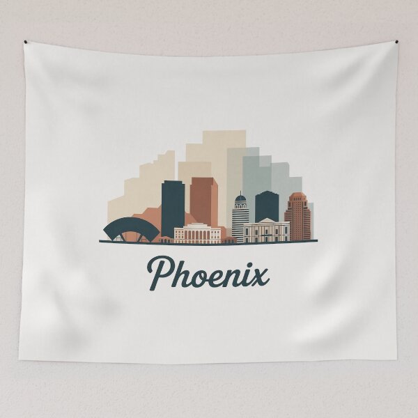 Item preview, Phoenix Skyline Silhouette Design - Retro Gift for Travel Lover designed and sold by MoonSkyArt.