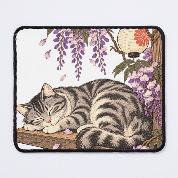 Item preview, Midday nap under wisteria Sleeping cat designed and sold by Kallandra.