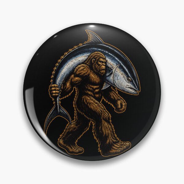 Item preview, Bigfoot carrying a giant tuna fish illustration designed and sold by rafaeltto.